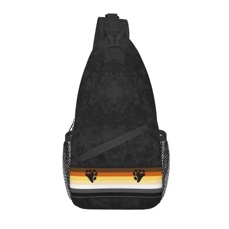 Bolsa tiracolo com bandeira LGBTQIAP+e pata de urso gay , beer bag, bolsa de ombro personalizada LGBT, mochila transversal de ombro para homens, mochila de viagem e caminhada