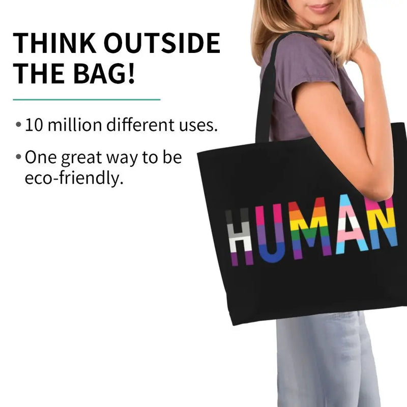 Bolsa bag Bandeira do Orgulho LGBT Progresso Bolsa de Compras Bolsa de Compras Feminina Bolsa de Ombro de Lona para Orgulho Gay Bolsas de Grande Capacidade bolsa grande LGBTQIAP+