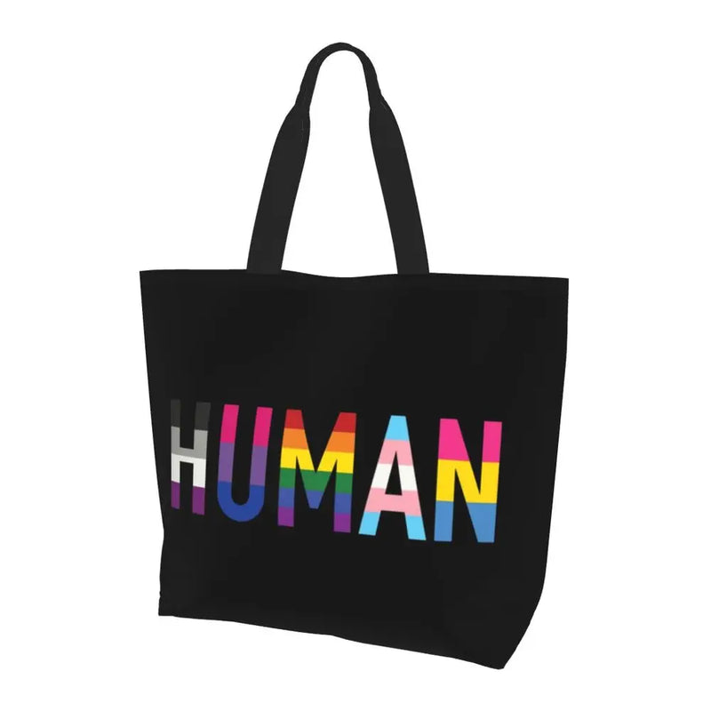 Bolsa bag Bandeira do Orgulho LGBT Progresso Bolsa de Compras Bolsa de Compras Feminina Bolsa de Ombro de Lona para Orgulho Gay Bolsas de Grande Capacidade bolsa grande LGBTQIAP+
