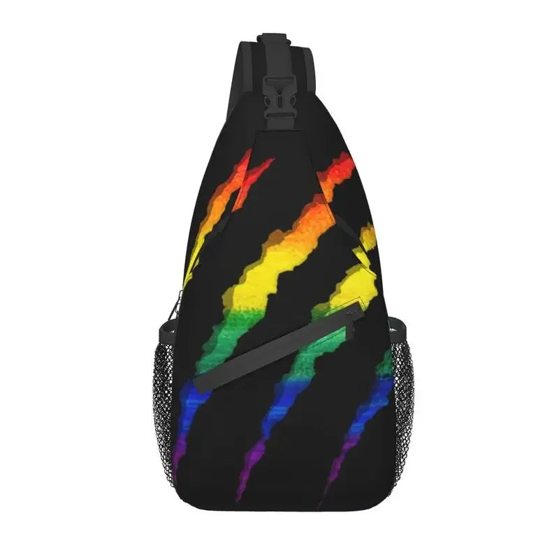 Bolsa tiracolo com bandeira LGBTQIAP+e pata de urso gay , beer bag, bolsa de ombro personalizada LGBT, mochila transversal de ombro para homens, mochila de viagem e caminhada
