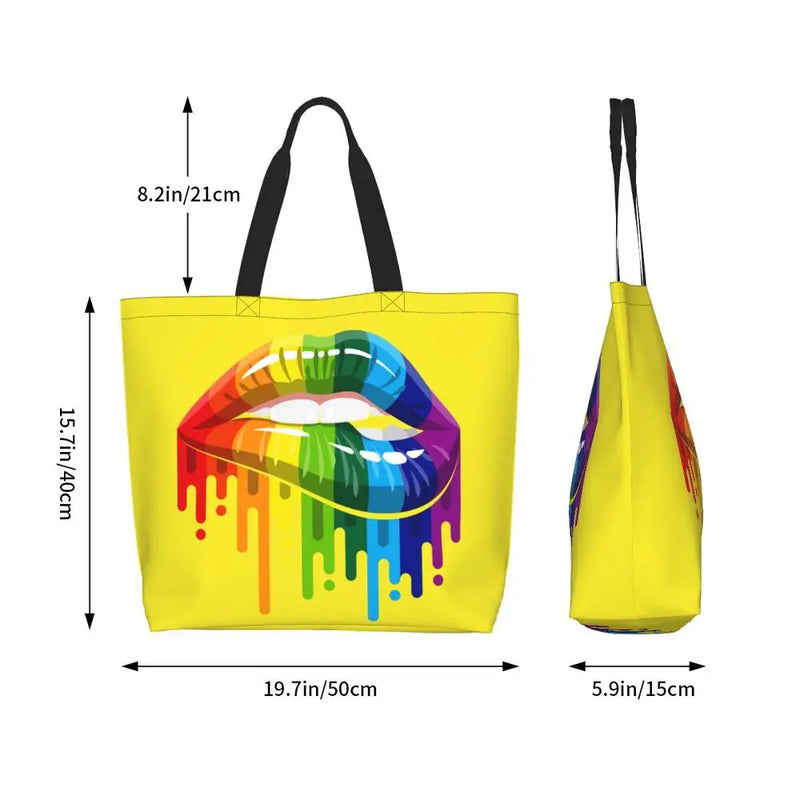 Bolsa bag Bandeira do Orgulho LGBT Progresso Bolsa de Compras Bolsa de Compras Feminina Bolsa de Ombro de Lona para Orgulho Gay Bolsas de Grande Capacidade bolsa grande LGBTQIAP+