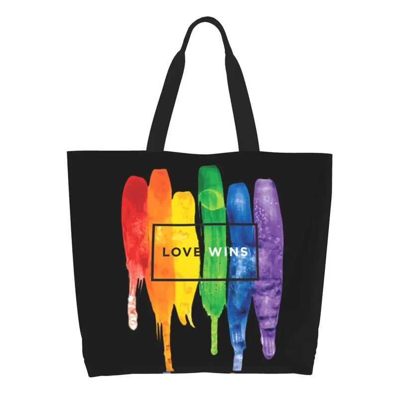 Bolsa bag Bandeira do Orgulho LGBT Progresso Bolsa de Compras Bolsa de Compras Feminina Bolsa de Ombro de Lona para Orgulho Gay Bolsas de Grande Capacidade bolsa grande LGBTQIAP+