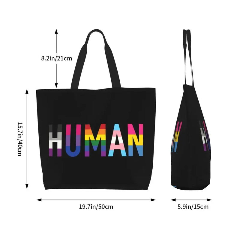 Bolsa bag Bandeira do Orgulho LGBT Progresso Bolsa de Compras Bolsa de Compras Feminina Bolsa de Ombro de Lona para Orgulho Gay Bolsas de Grande Capacidade bolsa grande LGBTQIAP+
