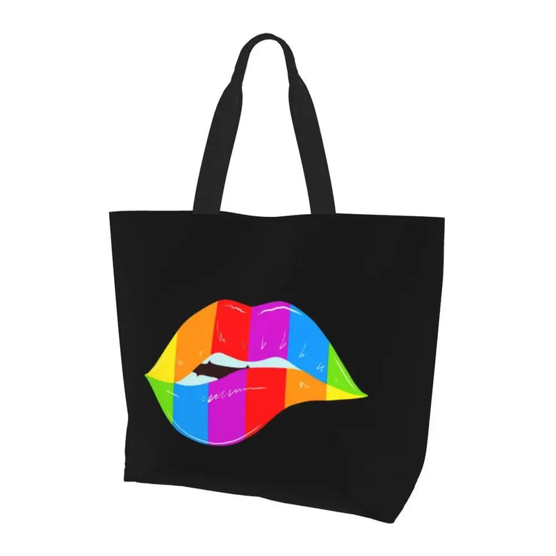 Bolsa bag Bandeira do Orgulho LGBT Progresso Bolsa de Compras Bolsa de Compras Feminina Bolsa de Ombro de Lona para Orgulho Gay Bolsas de Grande Capacidade bolsa grande LGBTQIAP+