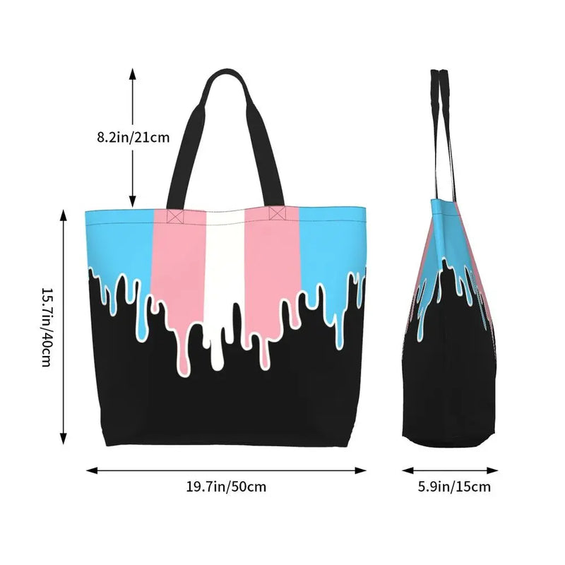 Bolsa bag Bandeira do Orgulho LGBT Progresso Bolsa de Compras Bolsa de Compras Feminina Bolsa de Ombro de Lona para Orgulho Gay Bolsas de Grande Capacidade bolsa grande LGBTQIAP+