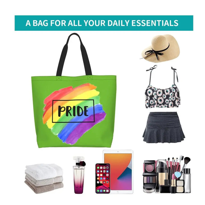 Bolsa bag Bandeira do Orgulho LGBT Progresso Bolsa de Compras Bolsa de Compras Feminina Bolsa de Ombro de Lona para Orgulho Gay Bolsas de Grande Capacidade bolsa grande LGBTQIAP+