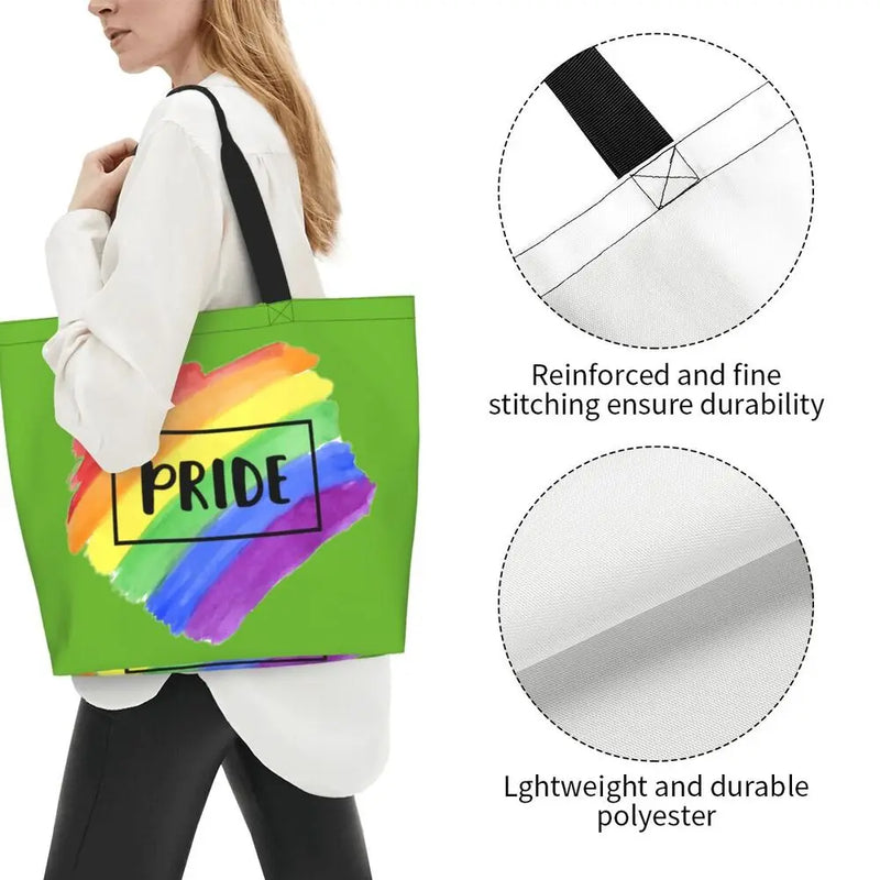 Bolsa bag Bandeira do Orgulho LGBT Progresso Bolsa de Compras Bolsa de Compras Feminina Bolsa de Ombro de Lona para Orgulho Gay Bolsas de Grande Capacidade bolsa grande LGBTQIAP+