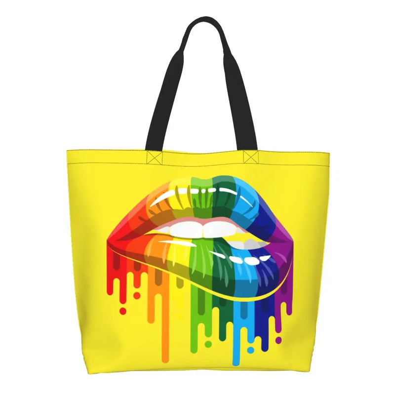 Bolsa bag Bandeira do Orgulho LGBT Progresso Bolsa de Compras Bolsa de Compras Feminina Bolsa de Ombro de Lona para Orgulho Gay Bolsas de Grande Capacidade bolsa grande LGBTQIAP+