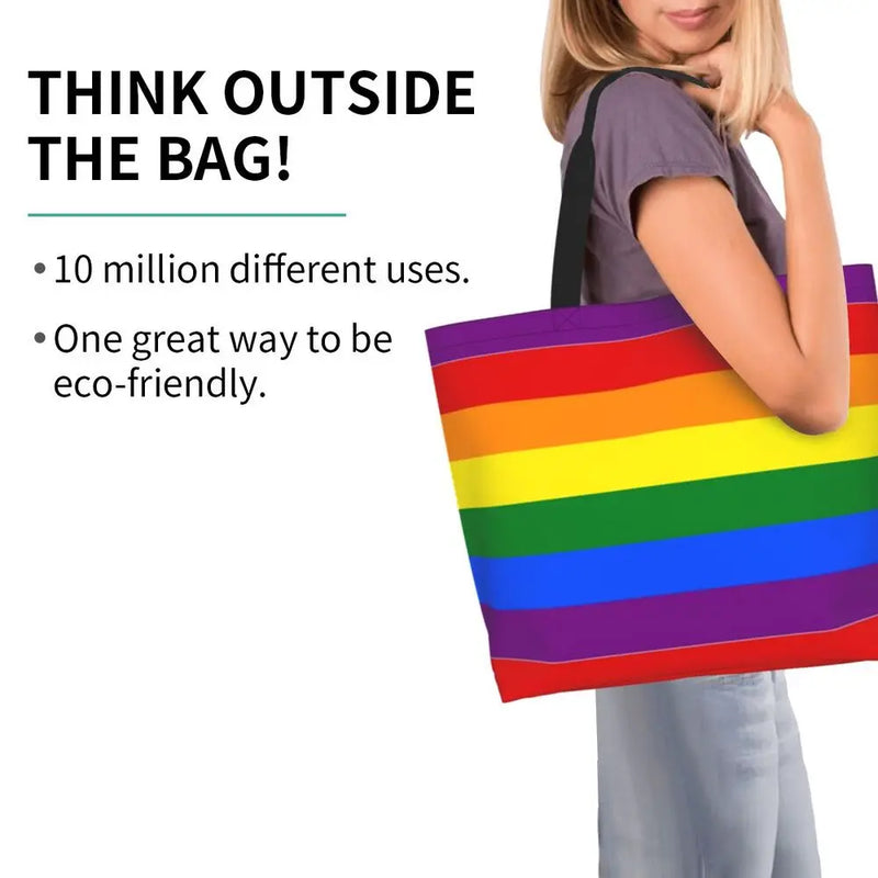Bolsa bag Bandeira do Orgulho LGBT Progresso Bolsa de Compras Bolsa de Compras Feminina Bolsa de Ombro de Lona para Orgulho Gay Bolsas de Grande Capacidade bolsa grande LGBTQIAP+