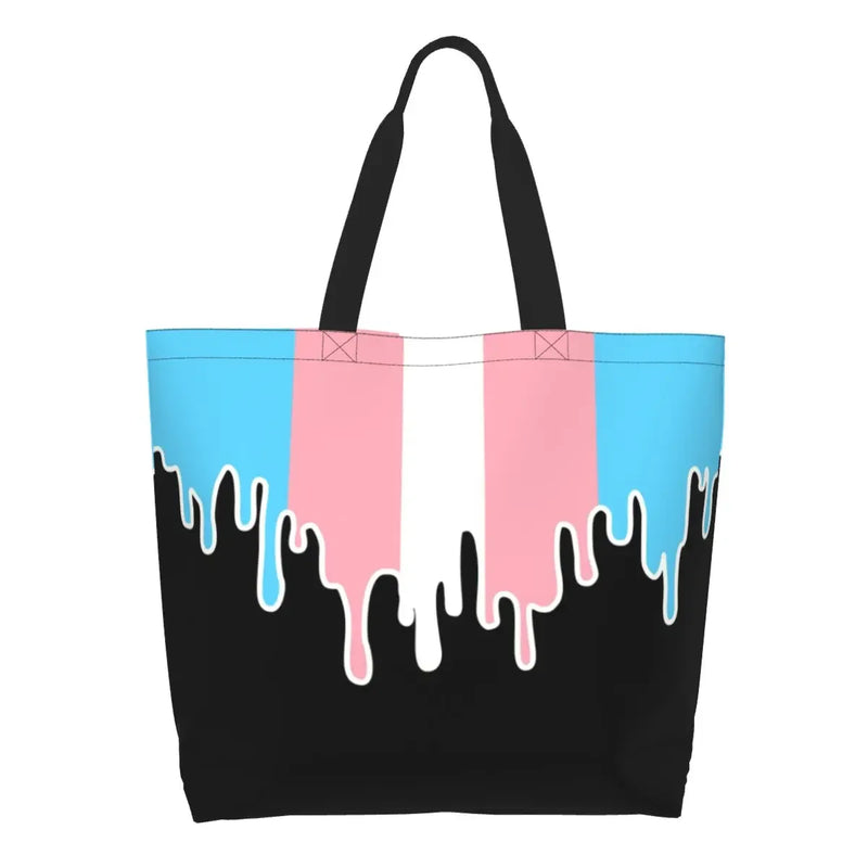 Bolsa bag Bandeira do Orgulho LGBT Progresso Bolsa de Compras Bolsa de Compras Feminina Bolsa de Ombro de Lona para Orgulho Gay Bolsas de Grande Capacidade bolsa grande LGBTQIAP+