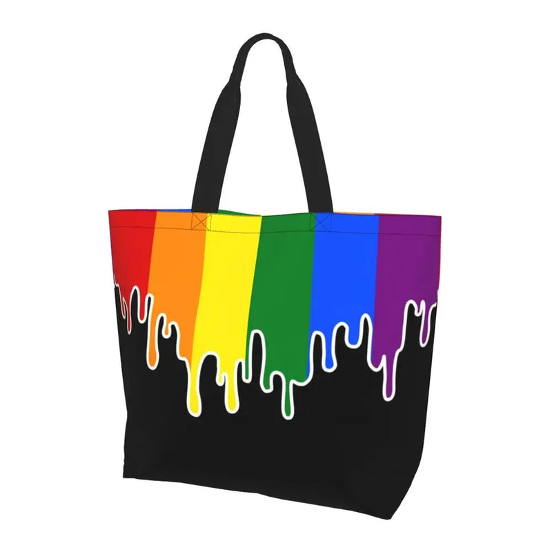 Bolsa bag Bandeira do Orgulho LGBT Progresso Bolsa de Compras Bolsa de Compras Feminina Bolsa de Ombro de Lona para Orgulho Gay Bolsas de Grande Capacidade bolsa grande LGBTQIAP+