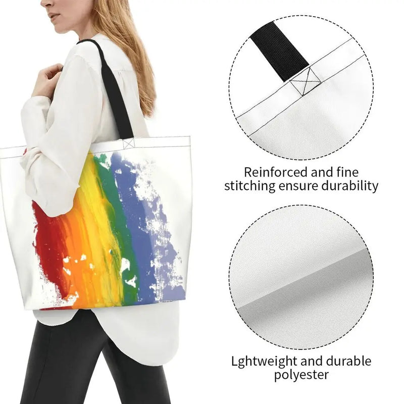 Bolsa bag Bandeira do Orgulho LGBT Progresso Bolsa de Compras Bolsa de Compras Feminina Bolsa de Ombro de Lona para Orgulho Gay Bolsas de Grande Capacidade bolsa grande LGBTQIAP+