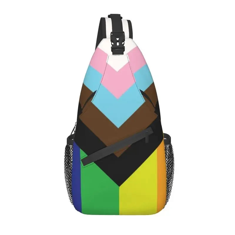 Bolsa tiracolo com bandeira LGBTQIAP+e pata de urso gay , beer bag, bolsa de ombro personalizada LGBT, mochila transversal de ombro para homens, mochila de viagem e caminhada