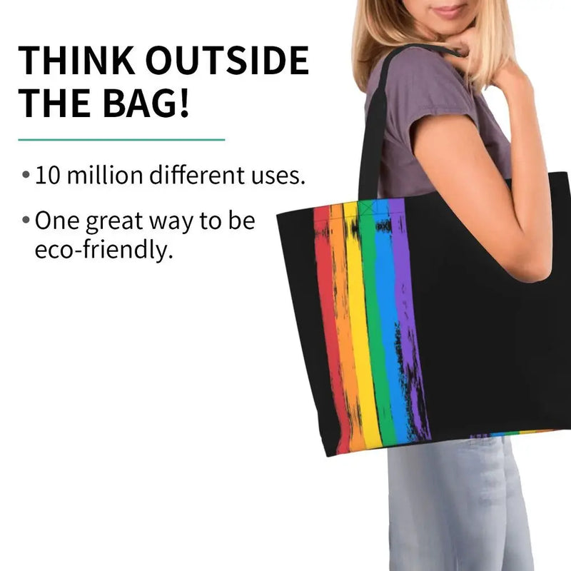 Bolsa bag Bandeira do Orgulho LGBT Progresso Bolsa de Compras Bolsa de Compras Feminina Bolsa de Ombro de Lona para Orgulho Gay Bolsas de Grande Capacidade bolsa grande LGBTQIAP+