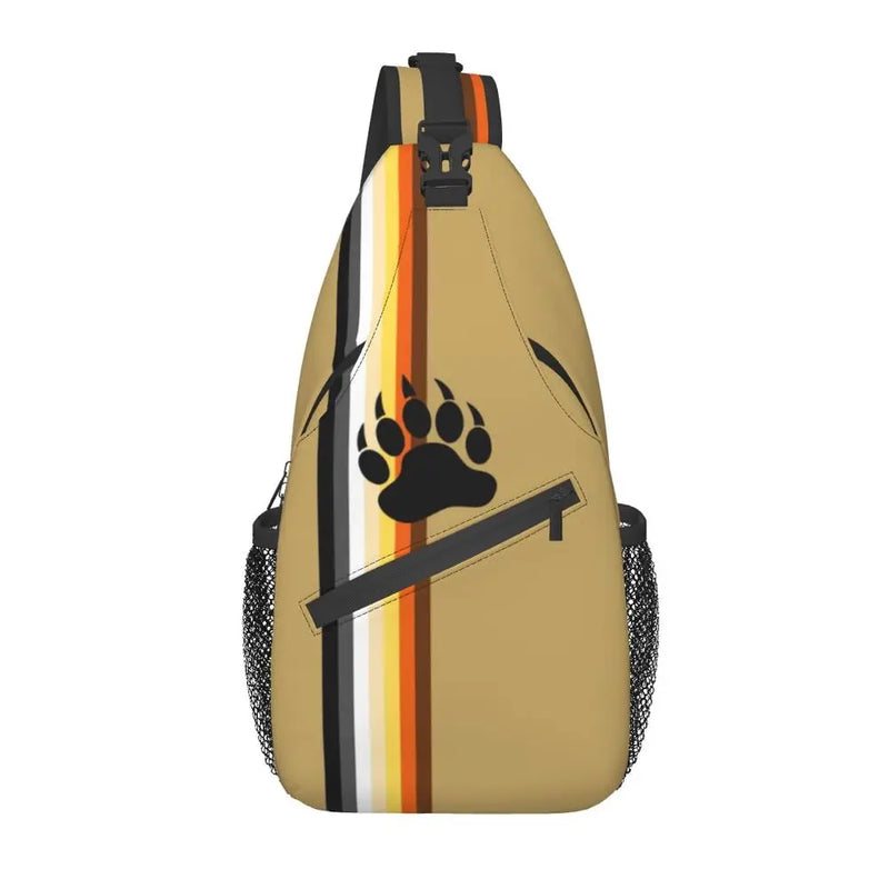 Bolsa tiracolo com bandeira LGBTQIAP+e pata de urso gay , beer bag, bolsa de ombro personalizada LGBT, mochila transversal de ombro para homens, mochila de viagem e caminhada