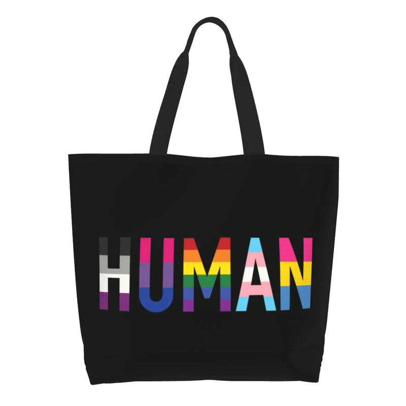 Bolsa bag Bandeira do Orgulho LGBT Progresso Bolsa de Compras Bolsa de Compras Feminina Bolsa de Ombro de Lona para Orgulho Gay Bolsas de Grande Capacidade bolsa grande LGBTQIAP+