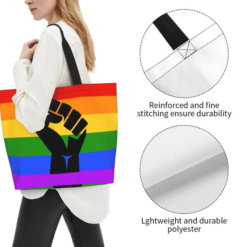 Bolsa bag Bandeira do Orgulho LGBT Progresso Bolsa de Compras Bolsa de Compras Feminina Bolsa de Ombro de Lona para Orgulho Gay Bolsas de Grande Capacidade bolsa grande LGBTQIAP+