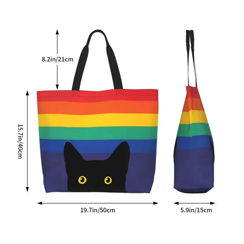 Bolsa bag Bandeira do Orgulho LGBT Progresso Bolsa de Compras Bolsa de Compras Feminina Bolsa de Ombro de Lona para Orgulho Gay Bolsas de Grande Capacidade bolsa grande LGBTQIAP+