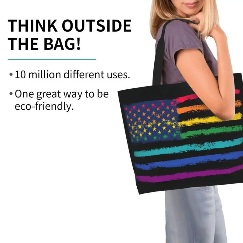 Bolsa bag Bandeira do Orgulho LGBT Progresso Bolsa de Compras Bolsa de Compras Feminina Bolsa de Ombro de Lona para Orgulho Gay Bolsas de Grande Capacidade bolsa grande LGBTQIAP+