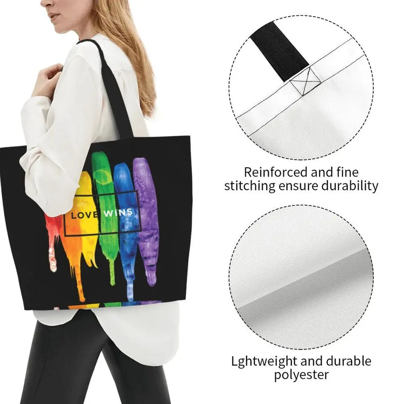 Bolsa bag Bandeira do Orgulho LGBT Progresso Bolsa de Compras Bolsa de Compras Feminina Bolsa de Ombro de Lona para Orgulho Gay Bolsas de Grande Capacidade bolsa grande LGBTQIAP+