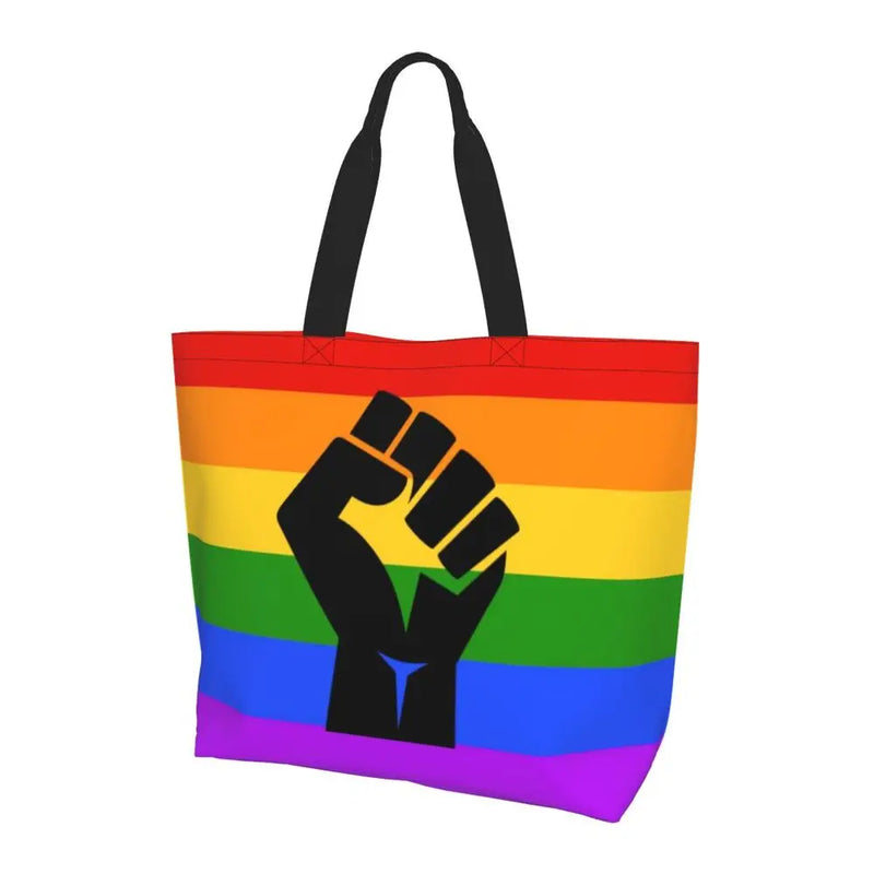 Bolsa bag Bandeira do Orgulho LGBT Progresso Bolsa de Compras Bolsa de Compras Feminina Bolsa de Ombro de Lona para Orgulho Gay Bolsas de Grande Capacidade bolsa grande LGBTQIAP+