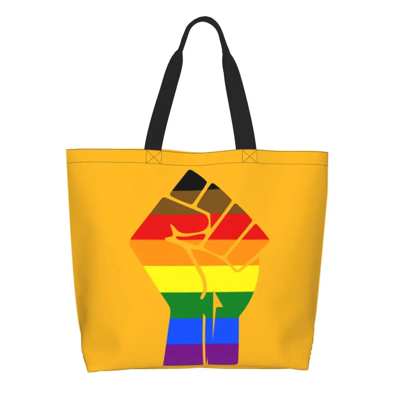 Bolsa bag Bandeira do Orgulho LGBT Progresso Bolsa de Compras Bolsa de Compras Feminina Bolsa de Ombro de Lona para Orgulho Gay Bolsas de Grande Capacidade bolsa grande LGBTQIAP+