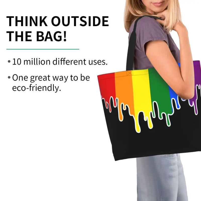 Bolsa bag Bandeira do Orgulho LGBT Progresso Bolsa de Compras Bolsa de Compras Feminina Bolsa de Ombro de Lona para Orgulho Gay Bolsas de Grande Capacidade bolsa grande LGBTQIAP+