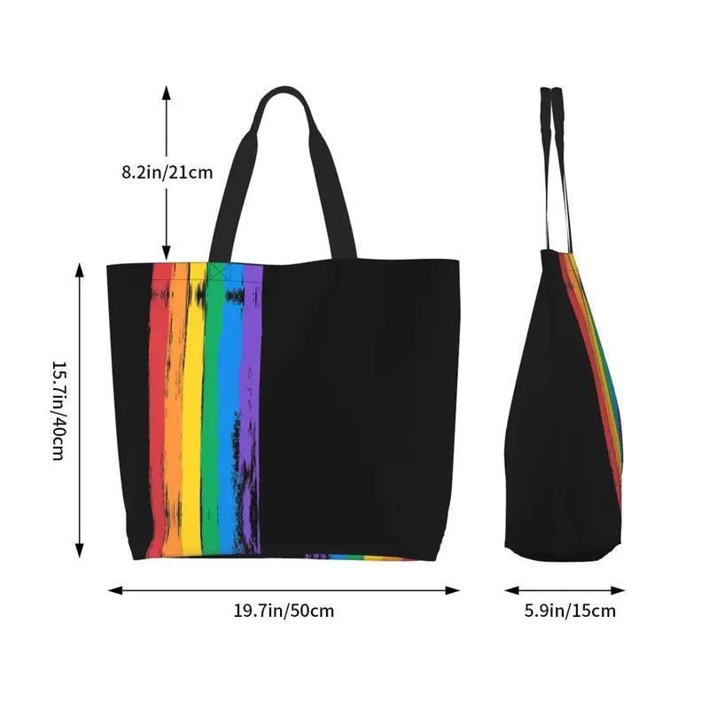 Bolsa bag Bandeira do Orgulho LGBT Progresso Bolsa de Compras Bolsa de Compras Feminina Bolsa de Ombro de Lona para Orgulho Gay Bolsas de Grande Capacidade bolsa grande LGBTQIAP+