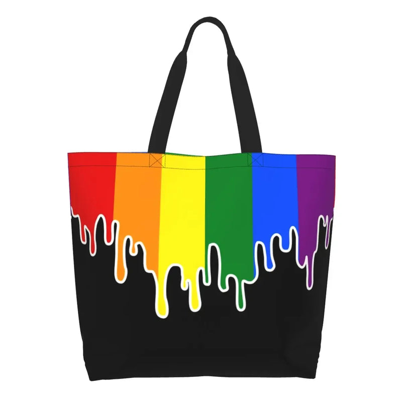 Bolsa bag Bandeira do Orgulho LGBT Progresso Bolsa de Compras Bolsa de Compras Feminina Bolsa de Ombro de Lona para Orgulho Gay Bolsas de Grande Capacidade bolsa grande LGBTQIAP+