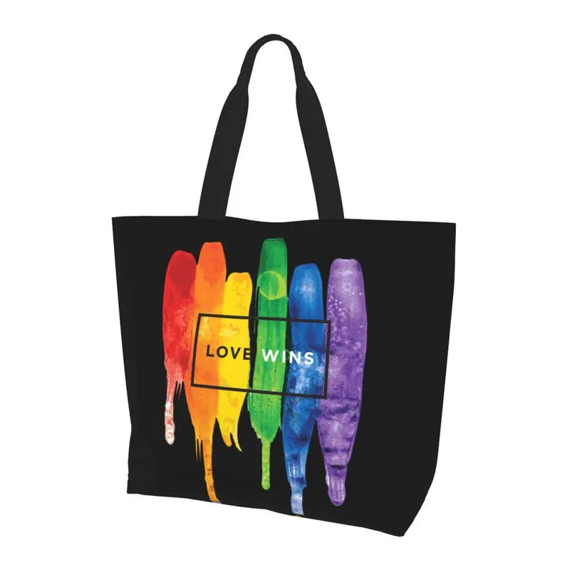Bolsa bag Bandeira do Orgulho LGBT Progresso Bolsa de Compras Bolsa de Compras Feminina Bolsa de Ombro de Lona para Orgulho Gay Bolsas de Grande Capacidade bolsa grande LGBTQIAP+