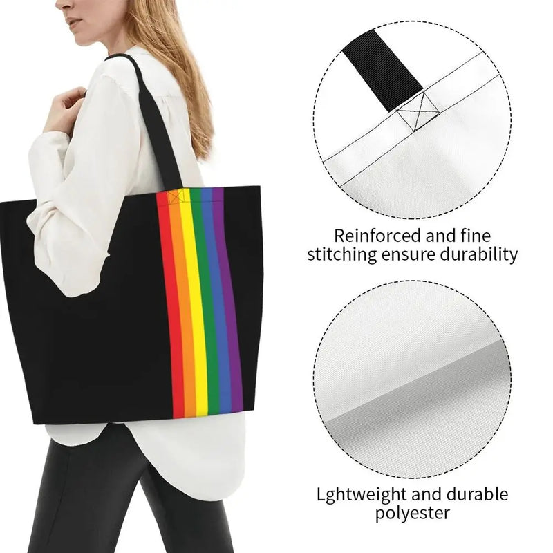 Bolsa bag Bandeira do Orgulho LGBT Progresso Bolsa de Compras Bolsa de Compras Feminina Bolsa de Ombro de Lona para Orgulho Gay Bolsas de Grande Capacidade bolsa grande LGBTQIAP+