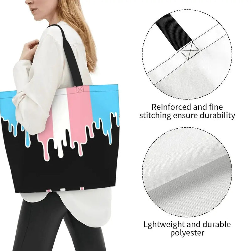 Bolsa bag Bandeira do Orgulho LGBT Progresso Bolsa de Compras Bolsa de Compras Feminina Bolsa de Ombro de Lona para Orgulho Gay Bolsas de Grande Capacidade bolsa grande LGBTQIAP+