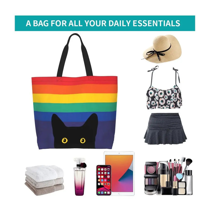 Bolsa bag Bandeira do Orgulho LGBT Progresso Bolsa de Compras Bolsa de Compras Feminina Bolsa de Ombro de Lona para Orgulho Gay Bolsas de Grande Capacidade bolsa grande LGBTQIAP+