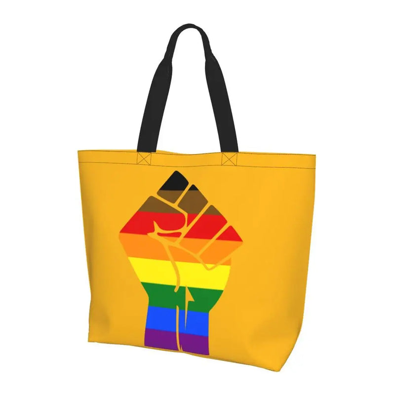Bolsa bag Bandeira do Orgulho LGBT Progresso Bolsa de Compras Bolsa de Compras Feminina Bolsa de Ombro de Lona para Orgulho Gay Bolsas de Grande Capacidade bolsa grande LGBTQIAP+