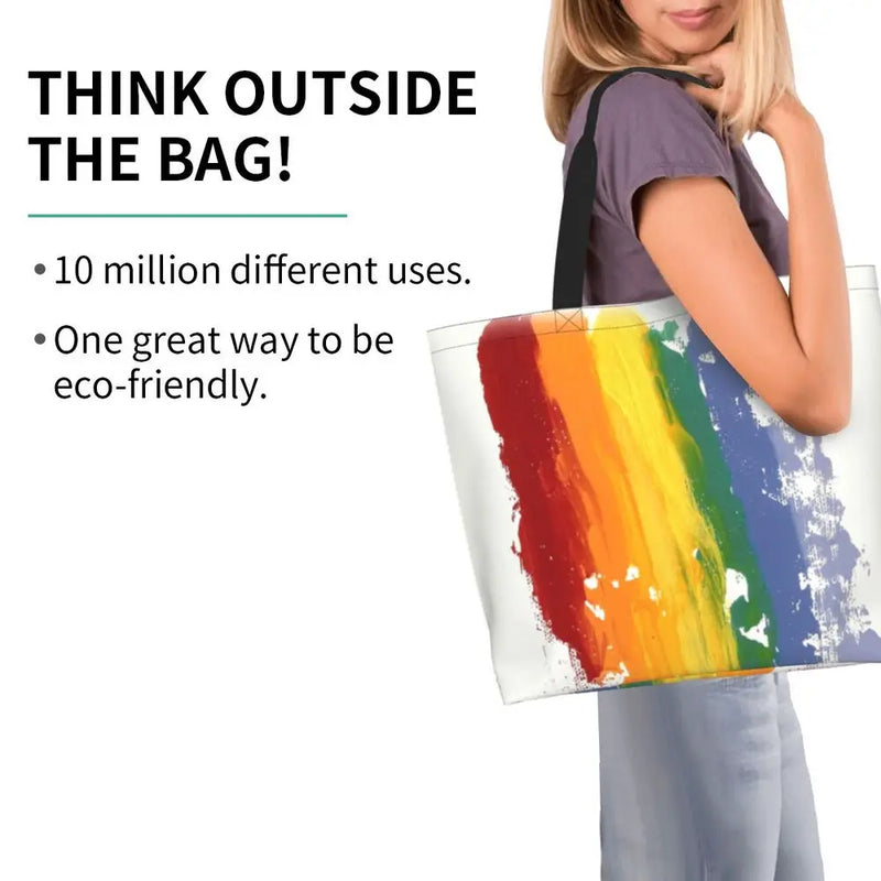 Bolsa bag Bandeira do Orgulho LGBT Progresso Bolsa de Compras Bolsa de Compras Feminina Bolsa de Ombro de Lona para Orgulho Gay Bolsas de Grande Capacidade bolsa grande LGBTQIAP+