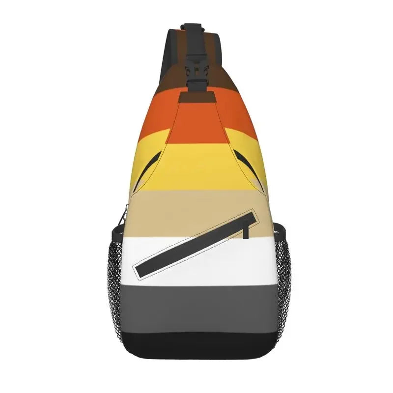 Bolsa tiracolo com bandeira LGBTQIAP+e pata de urso gay , beer bag, bolsa de ombro personalizada LGBT, mochila transversal de ombro para homens, mochila de viagem e caminhada