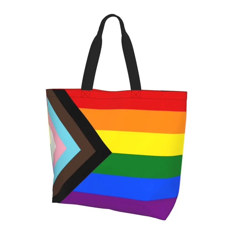 Bolsa bag Bandeira do Orgulho LGBT Progresso Bolsa de Compras Bolsa de Compras Feminina Bolsa de Ombro de Lona para Orgulho Gay Bolsas de Grande Capacidade bolsa grande LGBTQIAP+