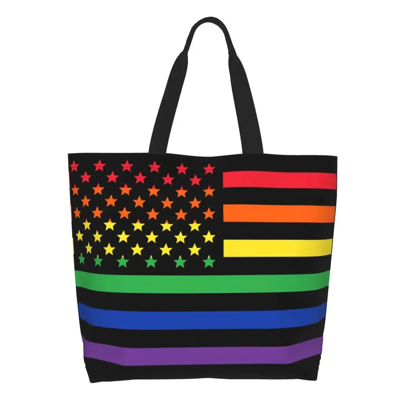 Bolsa bag Bandeira do Orgulho LGBT Progresso Bolsa de Compras Bolsa de Compras Feminina Bolsa de Ombro de Lona para Orgulho Gay Bolsas de Grande Capacidade bolsa grande LGBTQIAP+