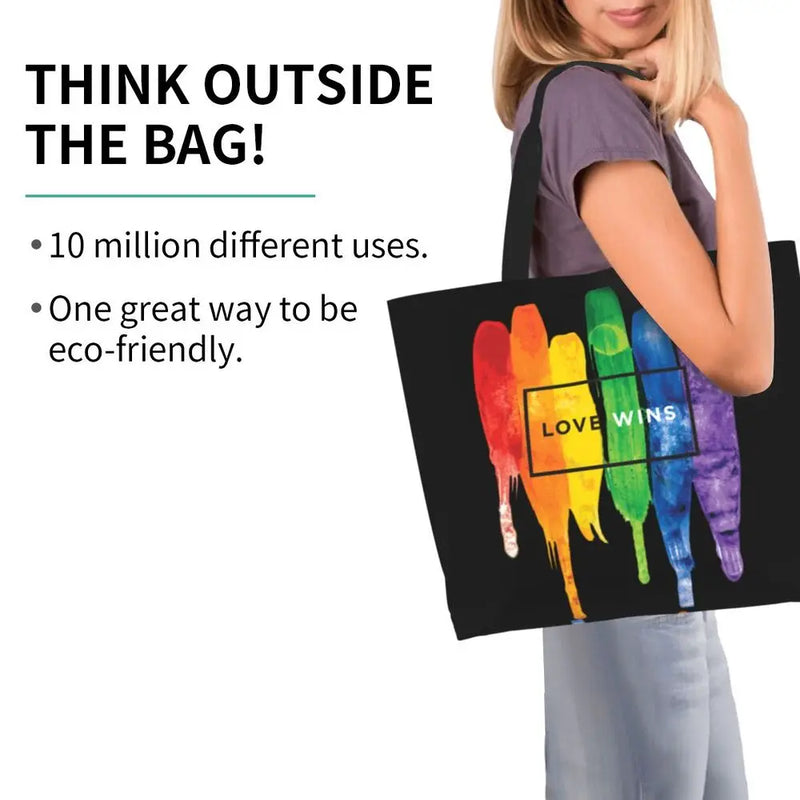 Bolsa bag Bandeira do Orgulho LGBT Progresso Bolsa de Compras Bolsa de Compras Feminina Bolsa de Ombro de Lona para Orgulho Gay Bolsas de Grande Capacidade bolsa grande LGBTQIAP+