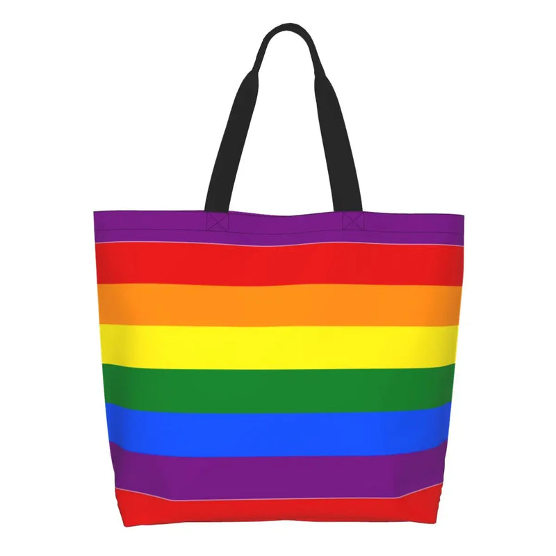 Bolsa bag Bandeira do Orgulho LGBT Progresso Bolsa de Compras Bolsa de Compras Feminina Bolsa de Ombro de Lona para Orgulho Gay Bolsas de Grande Capacidade bolsa grande LGBTQIAP+