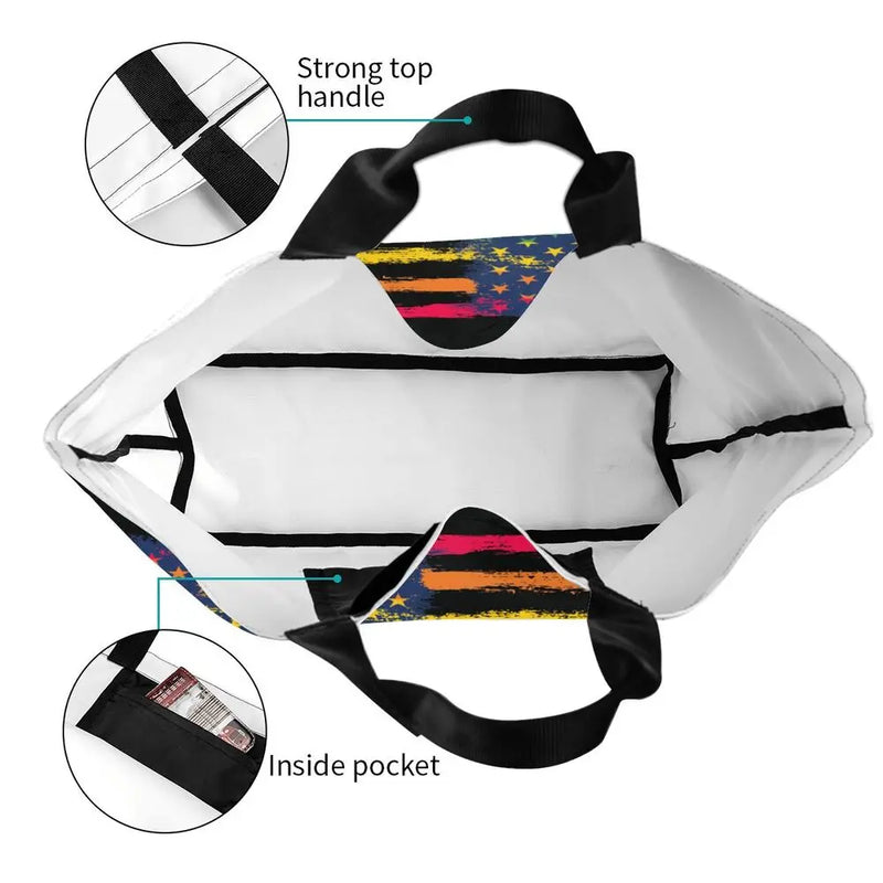 Bolsa bag Bandeira do Orgulho LGBT Progresso Bolsa de Compras Bolsa de Compras Feminina Bolsa de Ombro de Lona para Orgulho Gay Bolsas de Grande Capacidade bolsa grande LGBTQIAP+