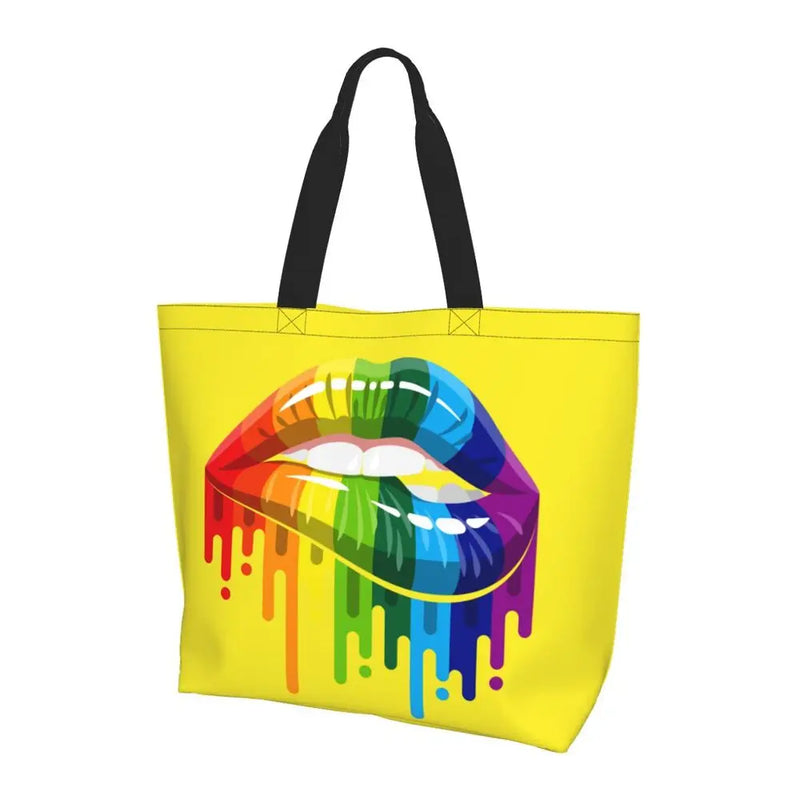 Bolsa bag Bandeira do Orgulho LGBT Progresso Bolsa de Compras Bolsa de Compras Feminina Bolsa de Ombro de Lona para Orgulho Gay Bolsas de Grande Capacidade bolsa grande LGBTQIAP+