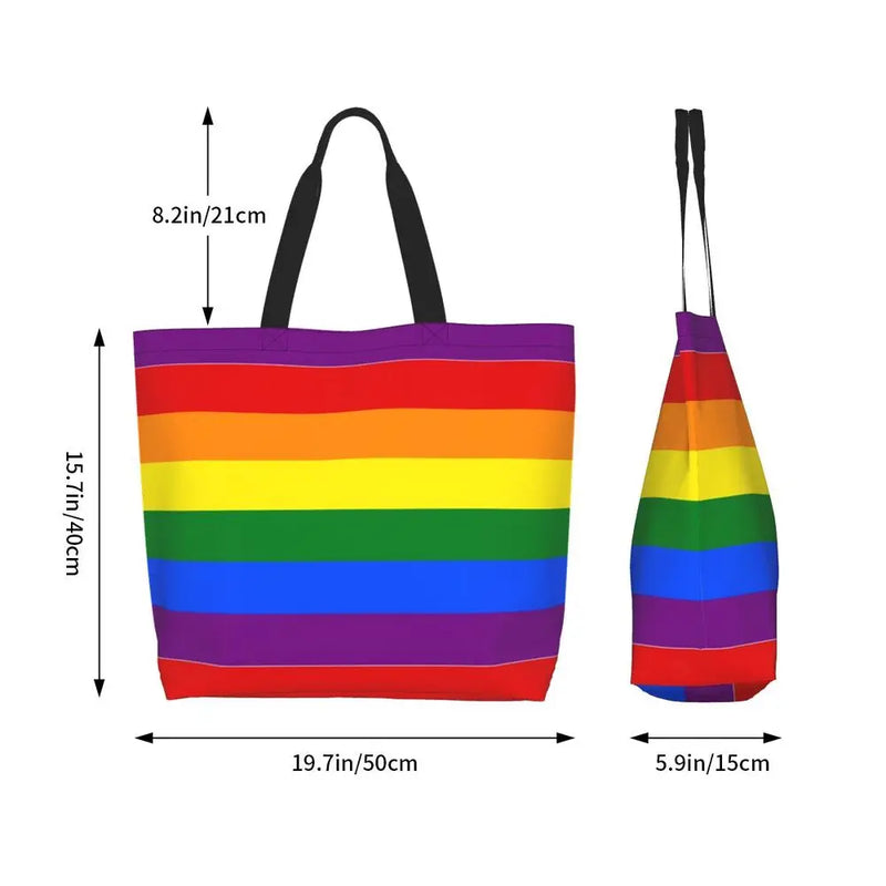 Bolsa bag Bandeira do Orgulho LGBT Progresso Bolsa de Compras Bolsa de Compras Feminina Bolsa de Ombro de Lona para Orgulho Gay Bolsas de Grande Capacidade bolsa grande LGBTQIAP+