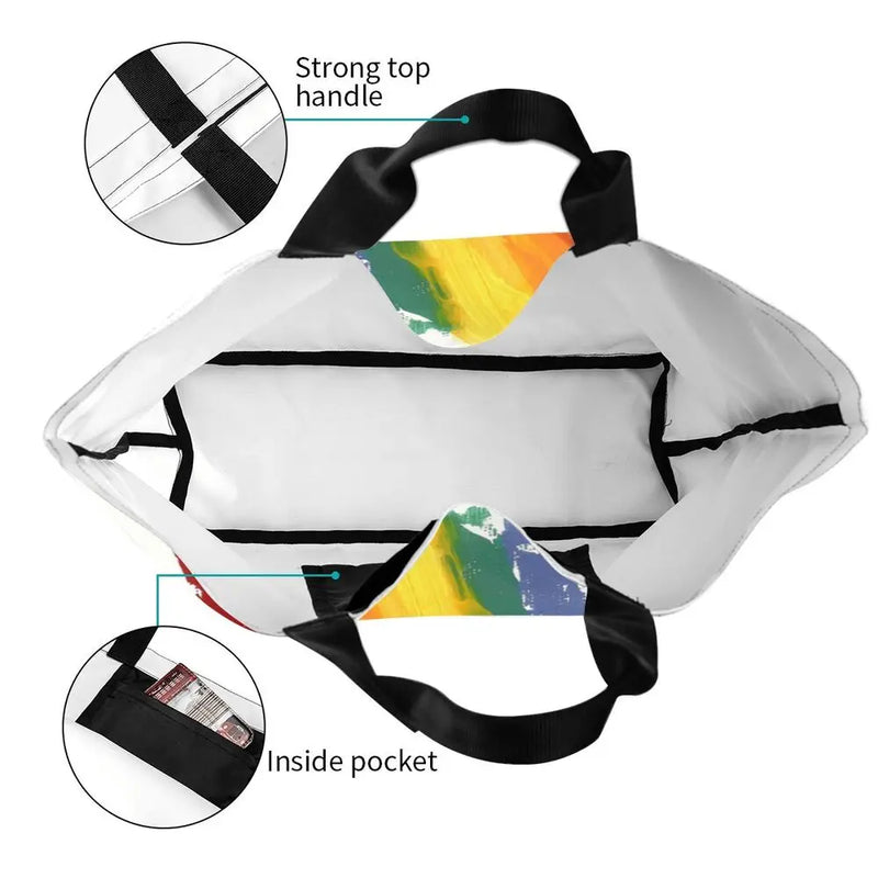 Bolsa bag Bandeira do Orgulho LGBT Progresso Bolsa de Compras Bolsa de Compras Feminina Bolsa de Ombro de Lona para Orgulho Gay Bolsas de Grande Capacidade bolsa grande LGBTQIAP+