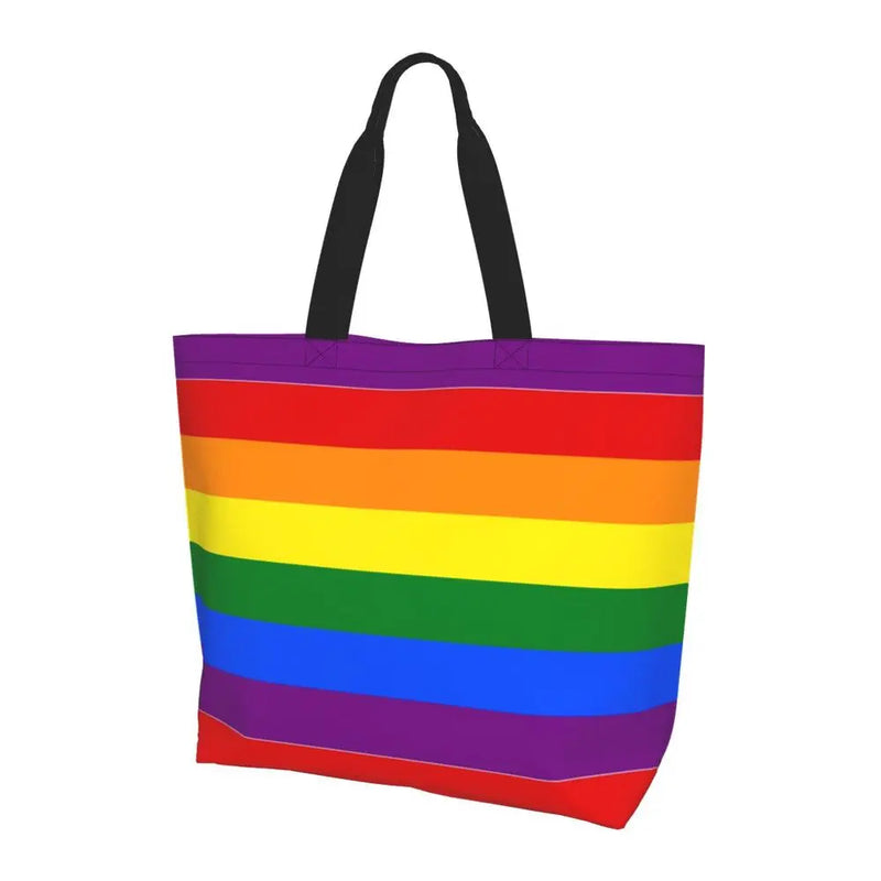 Bolsa bag Bandeira do Orgulho LGBT Progresso Bolsa de Compras Bolsa de Compras Feminina Bolsa de Ombro de Lona para Orgulho Gay Bolsas de Grande Capacidade bolsa grande LGBTQIAP+
