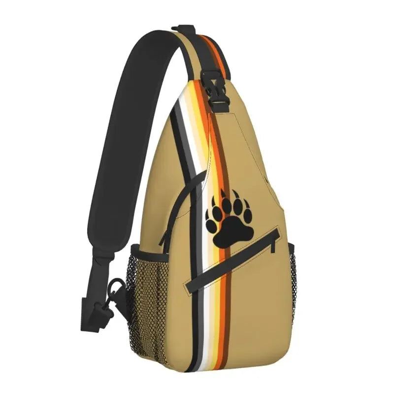 Bolsa tiracolo com bandeira LGBTQIAP+e pata de urso gay , beer bag, bolsa de ombro personalizada LGBT, mochila transversal de ombro para homens, mochila de viagem e caminhada