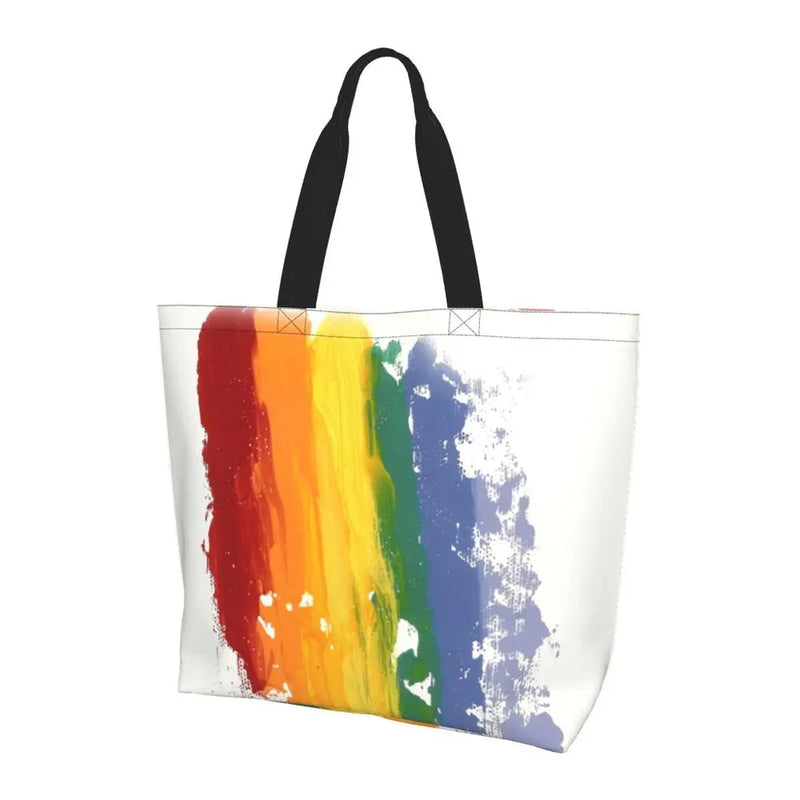 Bolsa bag Bandeira do Orgulho LGBT Progresso Bolsa de Compras Bolsa de Compras Feminina Bolsa de Ombro de Lona para Orgulho Gay Bolsas de Grande Capacidade bolsa grande LGBTQIAP+