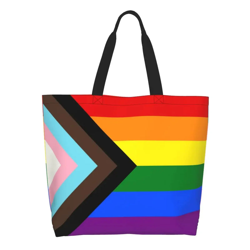 Bolsa bag Bandeira do Orgulho LGBT Progresso Bolsa de Compras Bolsa de Compras Feminina Bolsa de Ombro de Lona para Orgulho Gay Bolsas de Grande Capacidade bolsa grande LGBTQIAP+