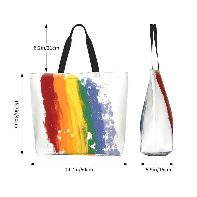 Bolsa bag Bandeira do Orgulho LGBT Progresso Bolsa de Compras Bolsa de Compras Feminina Bolsa de Ombro de Lona para Orgulho Gay Bolsas de Grande Capacidade bolsa grande LGBTQIAP+