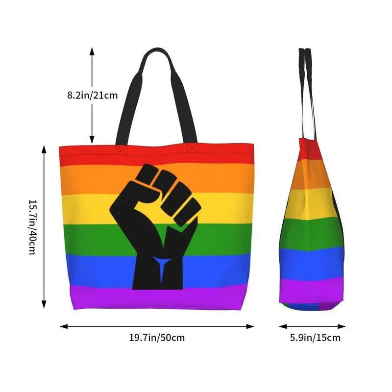 Bolsa bag Bandeira do Orgulho LGBT Progresso Bolsa de Compras Bolsa de Compras Feminina Bolsa de Ombro de Lona para Orgulho Gay Bolsas de Grande Capacidade bolsa grande LGBTQIAP+